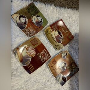 Cafe Cappuccino Painted Decorator Plates Kitchen Dining Coffee